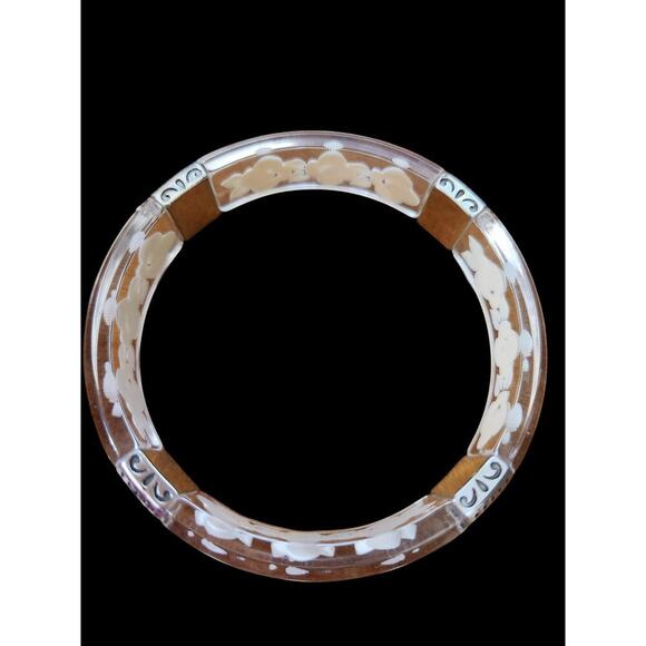 Brighton bangle bracelet silver clear white flowers beach - Picture 2 of 6